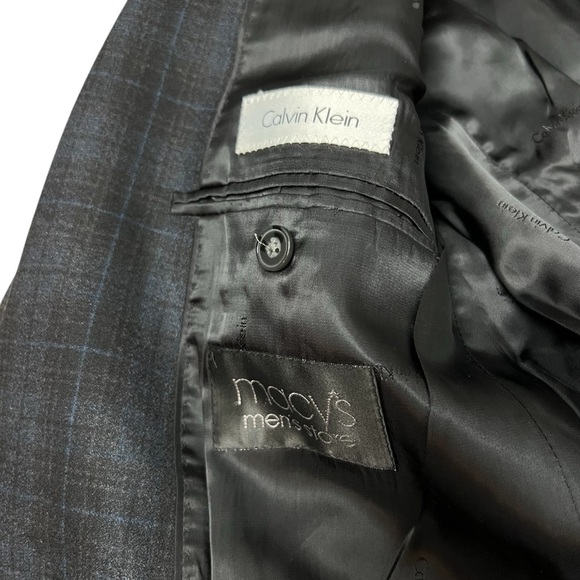 Calvin Klein Men’s Plaid Blazer Blue Two Button Wool Sport Coat Jacket Size 44R - Picture 4 of 10